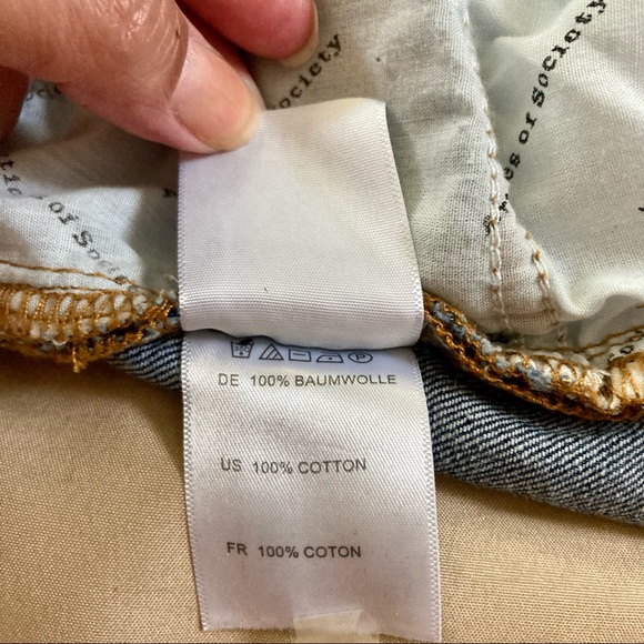 ARTICLES OF SOCIETY Frayed Raw Hem Distressed Blue Denim Shorty Shorts Size 27 - Picture 15 of 16